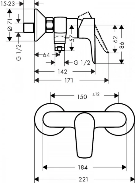 Фото смеситель для душа hansgrohe talis e 71760140