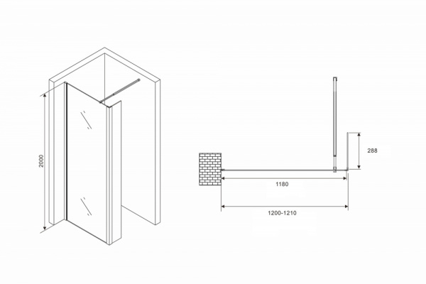 Фото душевая стенка abber immer offen 120 см ag66120b