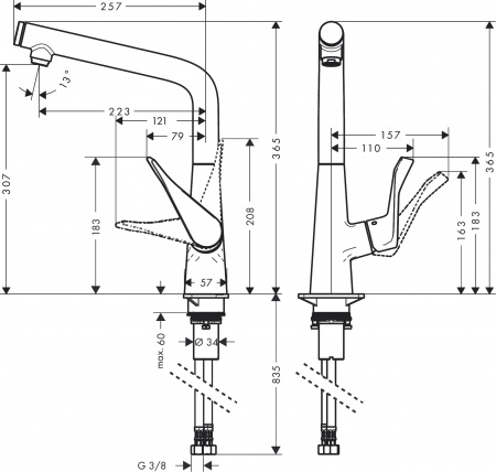 Фото смеситель для кухни hansgrohe metris select 14883800