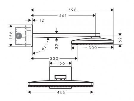 Фото верхний душ с держателем hansgrohe rainmaker select 460 3jet 24007600
