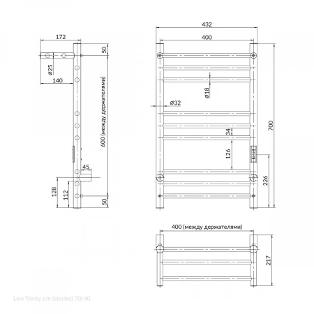 Фото электрический полотенцесушитель indigo line trinity 70/40 с полкой lсlte70-40pbrrt
