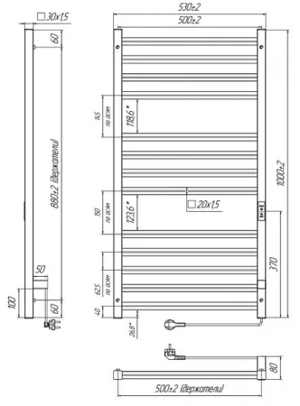 Фото электрический полотенцесушитель indigo attic romb 100/50 без полки lсlatcre100-50wmrt