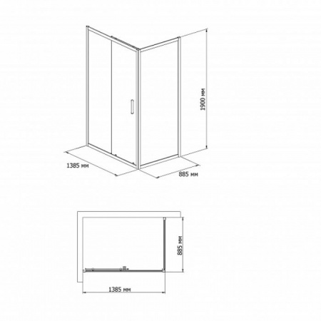 Фото душевое ограждение bandhours mike/side-glass 914, цвет: черный 140x90 см