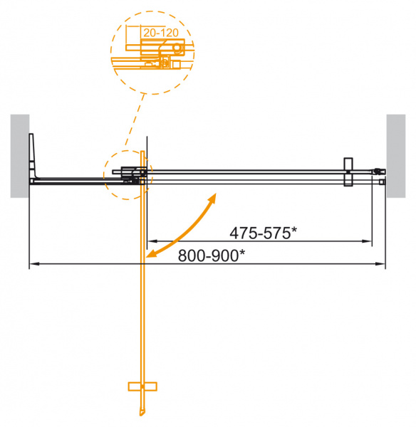 Фото душевая дверь cezares slider slider-b-1-80/90-c-cr 80 см