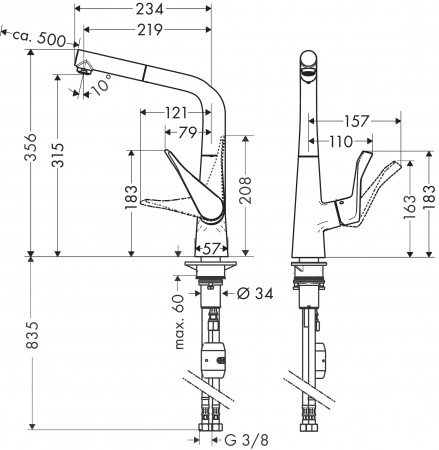 Фото смеситель для кухни hansgrohe metris 14821800