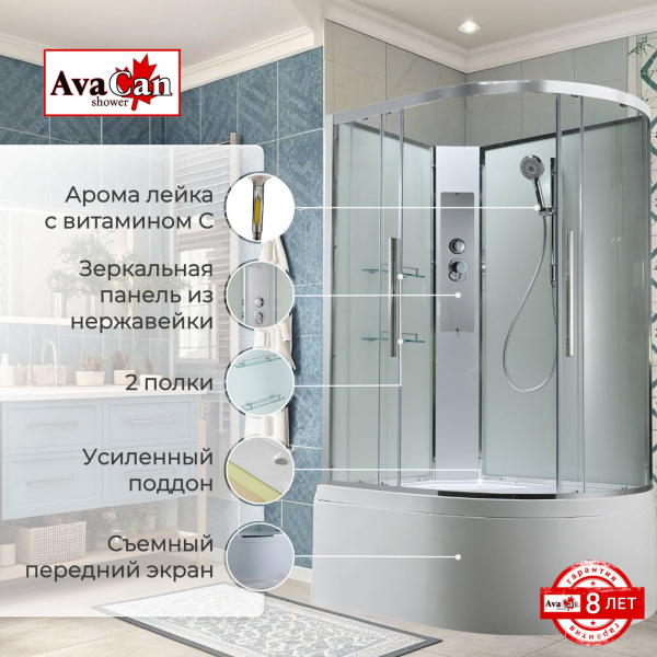 Фото душевая кабина avacan em5912lnt 120x90 см без крыши