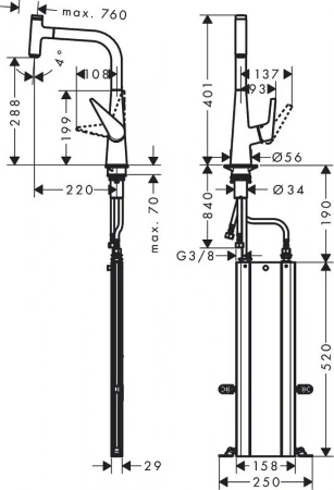 Фото смеситель для кухонной мойки hansgrohe talis select 73853000