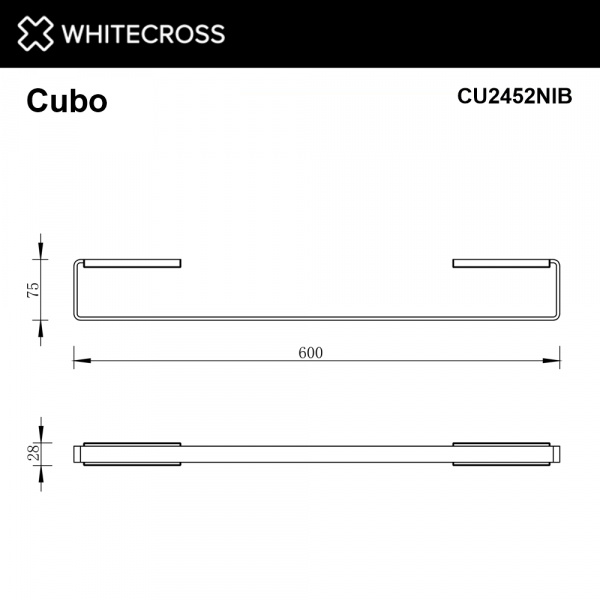 Фото полотенцедержатель 60 см whitecross cubo cu2452nib, цвет: никель брашированный