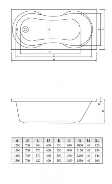 Фото акриловая ванна c-bath salus 120x70 см cbq006001