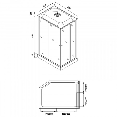 Фото душевая кабина loranto 100x80 см cs-5180-13l g