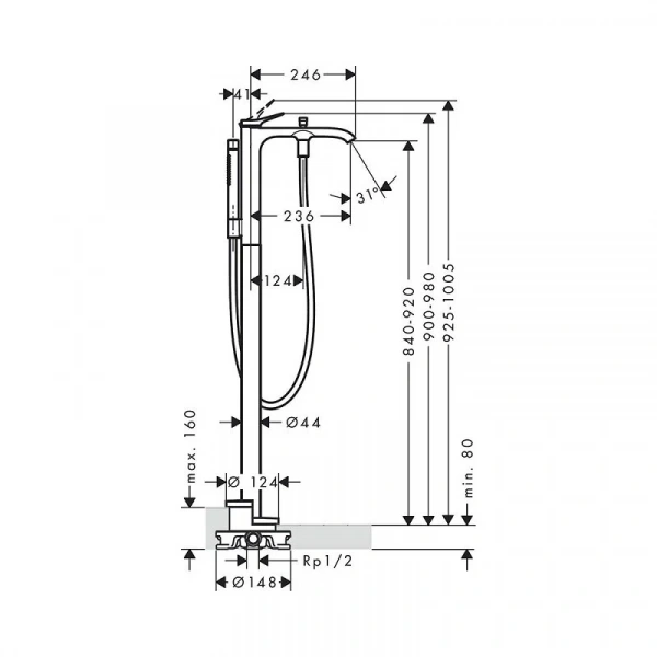 Фото смеситель для ванны hansgrohe vivenis 75445670