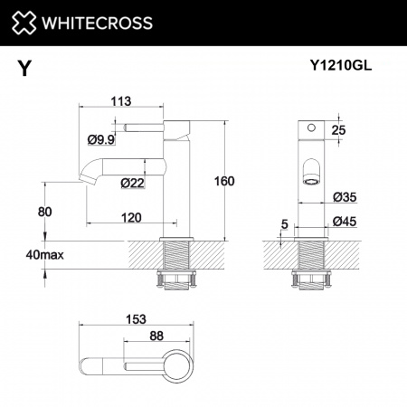 Фото смеситель для раковины whitecross y y1210gl, цвет: золото