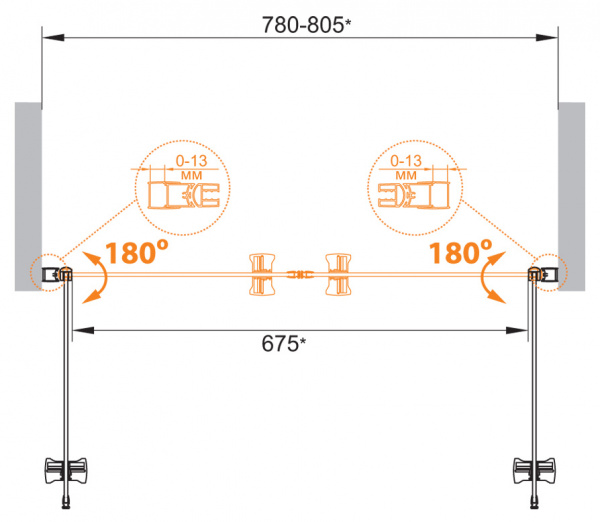 Фото душевая дверь cezares eco-o-b-2-90-p-cr 90 см
