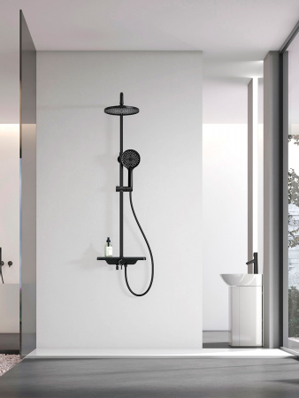 Фото душевая стойка aquame aqm8002b, цвет : черный
