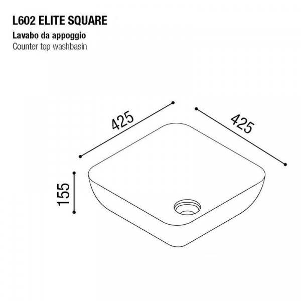 Фото раковина накладная aet elite round square 43 см, цвет: белый матовый l602t0r0v0101
