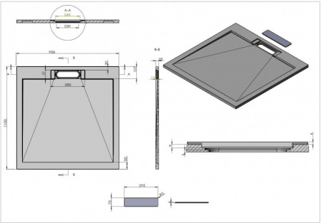 Фото поддон из искуственного камня esbano luxe 110x90 см esp-lx119w