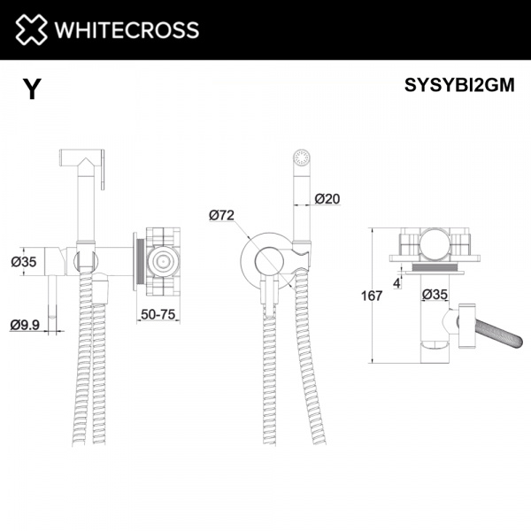 Фото встраиваемый смеситель для биде whitecross y sysybi2gm, цвет: оружейная сталь