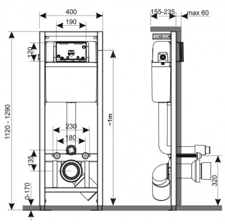 Фото инсталляция для унитаза kk pol economic 350/zpw/400-00-e0