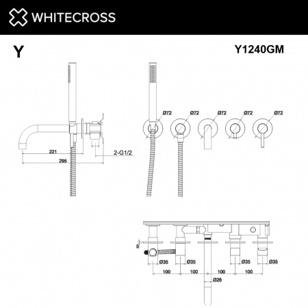 Фото встраиваемый смеситель для душа whitecross y y1240gm, цвет: оружейная сталь