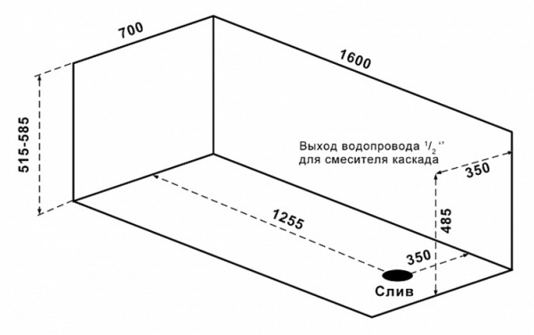 Фото акриловая ванна bas гоа 160x70 см в 00064