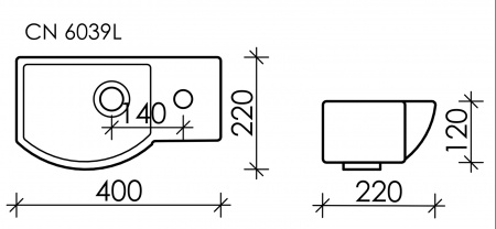 Фото раковина подвесная ceramicanova element 40 см, цвет: белый cn6039l