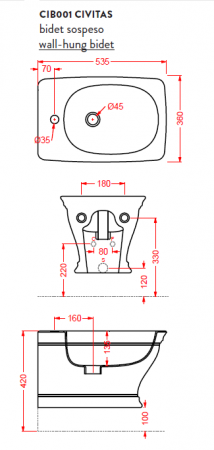 Фото биде подвесное artceram civitas cib001 03 00
