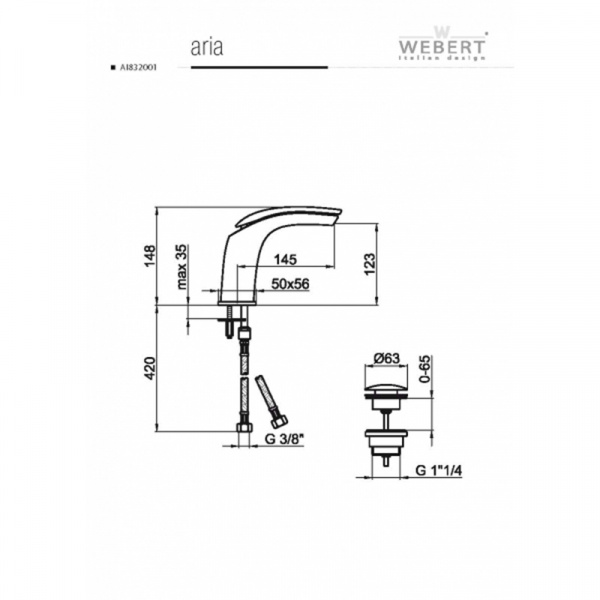 Фото смеситель для раковины webert aria, цвет: белый глянец ai832001844