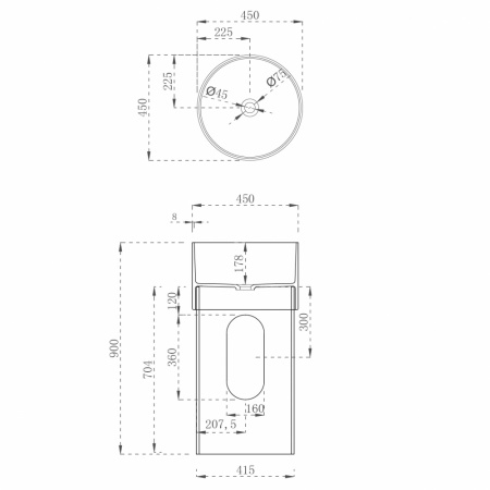 Фото раковина напольная abber kristall 45x45 см at2701onyx-h