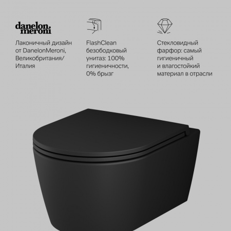 Фото унитаз подвесной безободковый с сиденьем am.pm func c8f1700mbsc