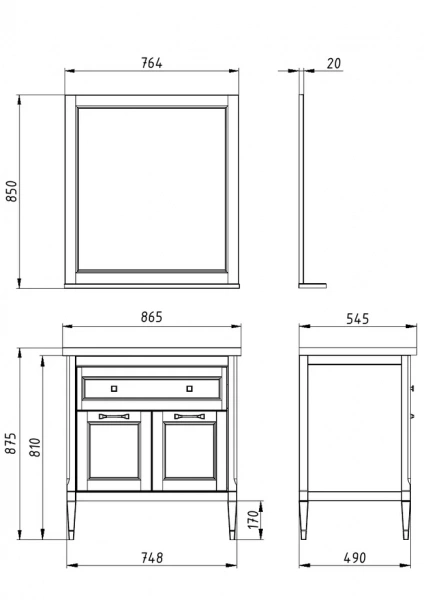 Фото тумба под раковину asb woodline гранда 85 см, цвет: белый (патина серебро) 11487 бс