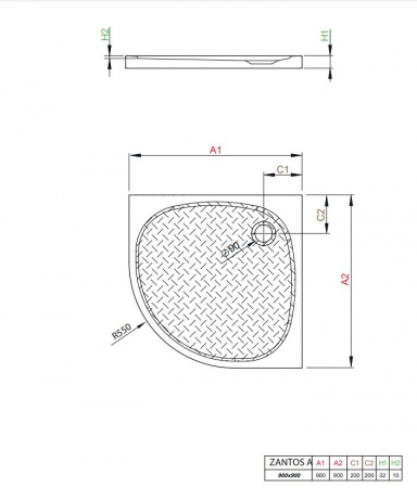 Фото поддон radaway zantos a 90 см m3zna9090-06