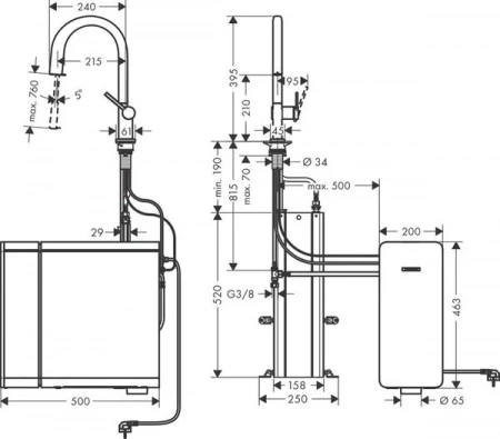 Фото смеситель для кухонной мойки hansgrohe aqittura sodasystem 76806000