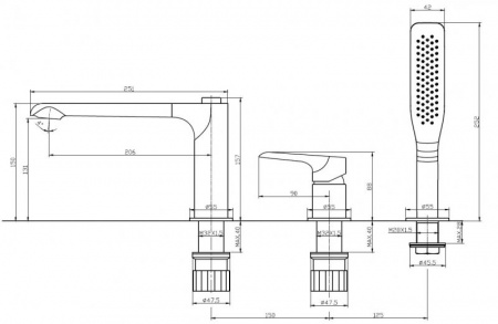 Фото смеситель на борт ванныbelbagno ancona ancona-bvd3-crm