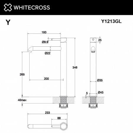 Фото смеситель для раковины whitecross y y1213gl, цвет: золото