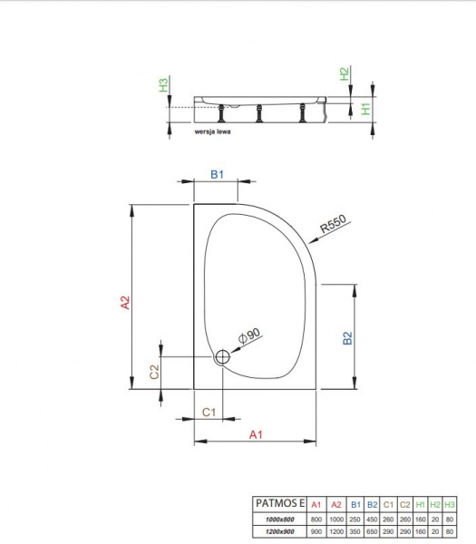 Фото поддон акриловый radaway patmos e 100x80 см 4p81155-03
