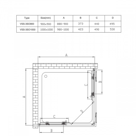 Фото душевое ограждение vincea soft 100x100 см  vss-3so100clb