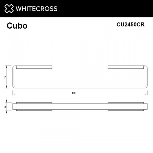 Фото полотенцедержатель 45 см whitecross cubo cu2450cr, цвет: хром