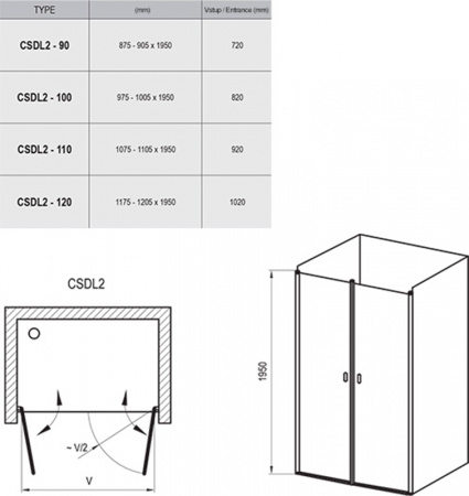 Фото душевая дверь ravak chrome csdl2 110 см 0qvdc10lz1