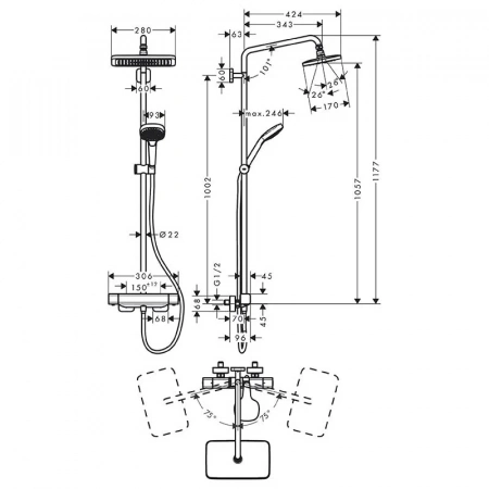 Фото душевая стойка hansgrohe croma select e 27660000
