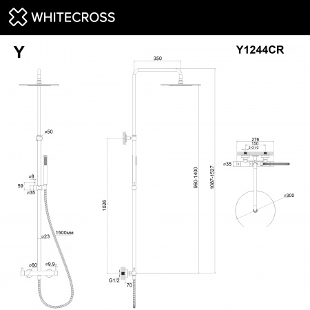 Фото душевая стойка whitecross y y1244cr, цвет: хром