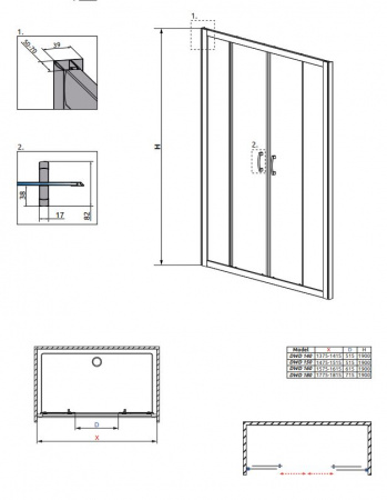 Фото душевая дверь radaway premium plus dwd 140 см 33353-01-08n