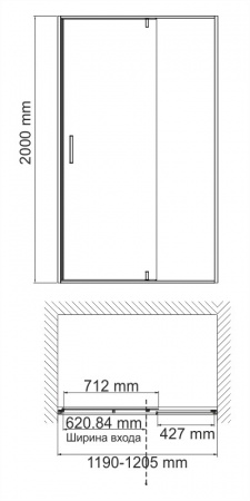 Фото душевая дверь wasserkraft neime 120 см 19p05