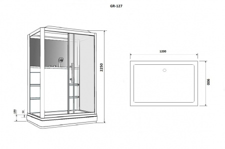 Фото душевая кабина grossman 120x90 см gr-127 l/r