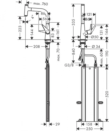 Фото смеситель для кухонной мойки hansgrohe talis select 73852800