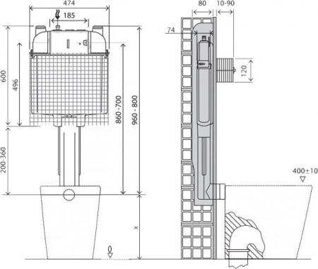 Фото смывной бачок скрытого монтажа belbagno bb025-cs