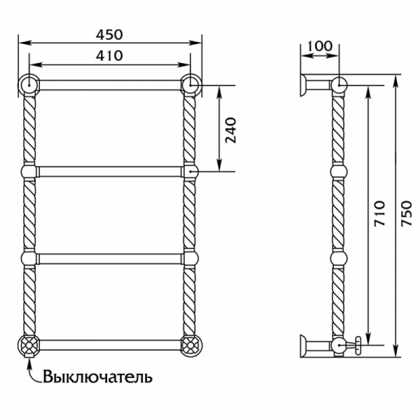 Фото электрический полотенцесушитель migliore edera 75x45 см ml.edr-el.100.br
