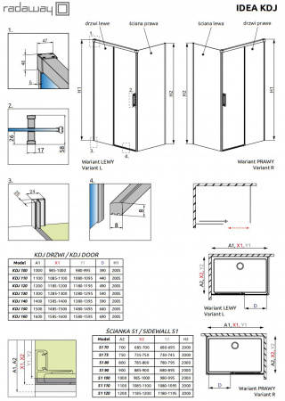 Фото душевая дверь radaway idea kdj 140 см 387044-01-01l/r