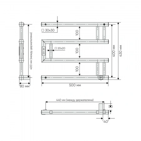 Фото электрический полотенцесушитель indigo muza 40/50 dgm40-50gfmrt