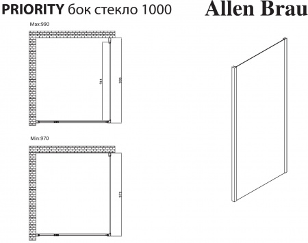 Фото душевая стенка allen brau priority 100 3.31019.00g хром