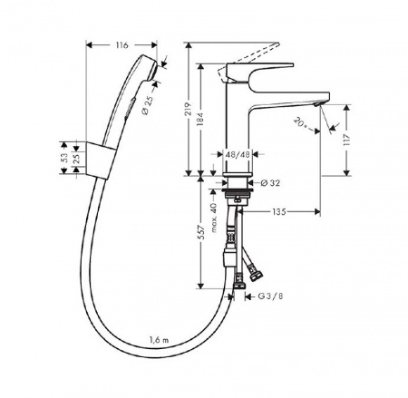 Фото смеситель с гигиеническим душем hansgrohe metropol 32522000